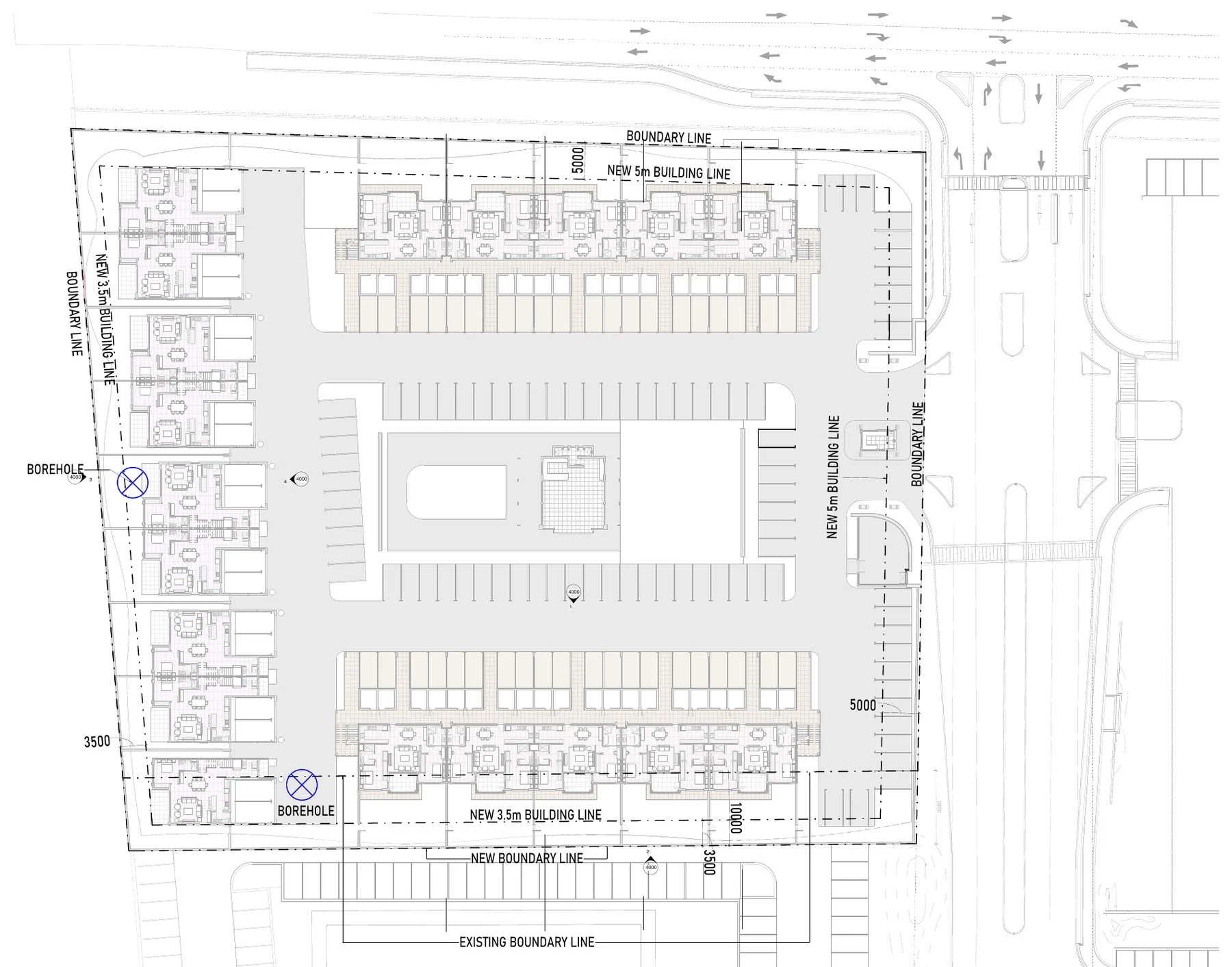 Site plan showing boundary and building lines